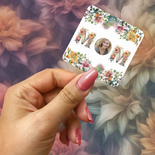 Blume der personalisierten MAMA MuttertagsFoto Quadratischer Aufkleber