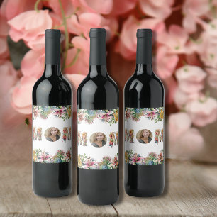 Blume der personalisierten MAMA MuttertagsFoto Weinetikett
