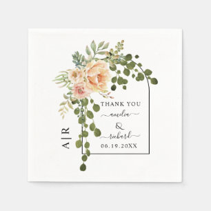 Blume der Pfirsichkorallen, Bogen und Monogramm Ho Serviette
