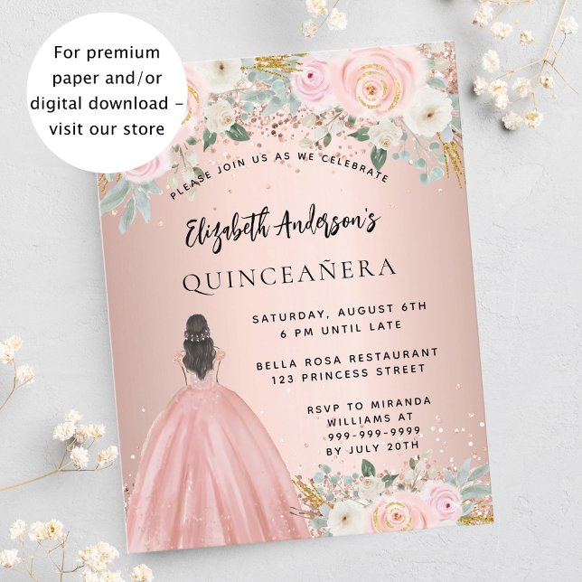 Blume der Quinceanera-Rose ziehen Einladung zum Ha Flyer (Von Creator hochgeladen)
