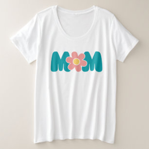 Blume der Retro-Mama Große Größe T-Shirt