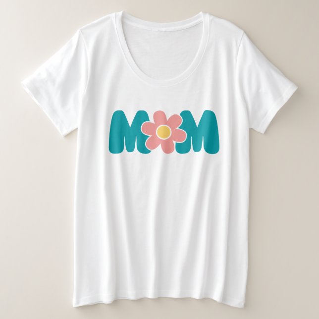 Blume der Retro-Mama Große Größe T-Shirt (Design vorne)
