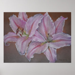 Blume der Rosa Lilie Originalkunstkunst Poster