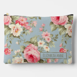 Blume der rosa und blauen Hütte Personalisiert Zubehörtasche