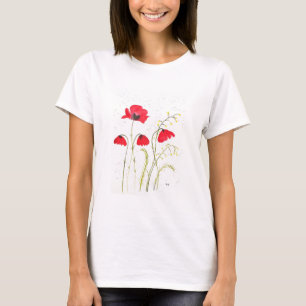 Blume der roten, rustikalen Mohnblüten T-Shirt