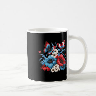 Blume der Schmetterlingsmühle - Rot weiß und Blau Kaffeetasse