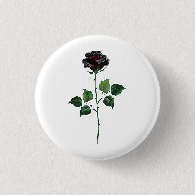 Blume der schwarzen Rose Button (Vorderseite)