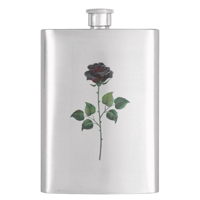 Blume der schwarzen Rose Flachmann (Vorderseite)
