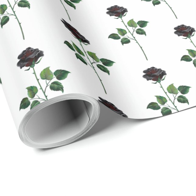 Blume der schwarzen Rose Geschenkpapier (Rolleneckpunkt)