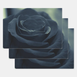 Blume der schwarzen Rose Geschenkpapier Set