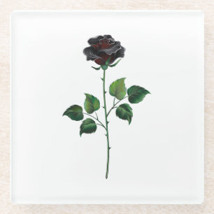 Blume der schwarzen Rose Glasuntersetzer