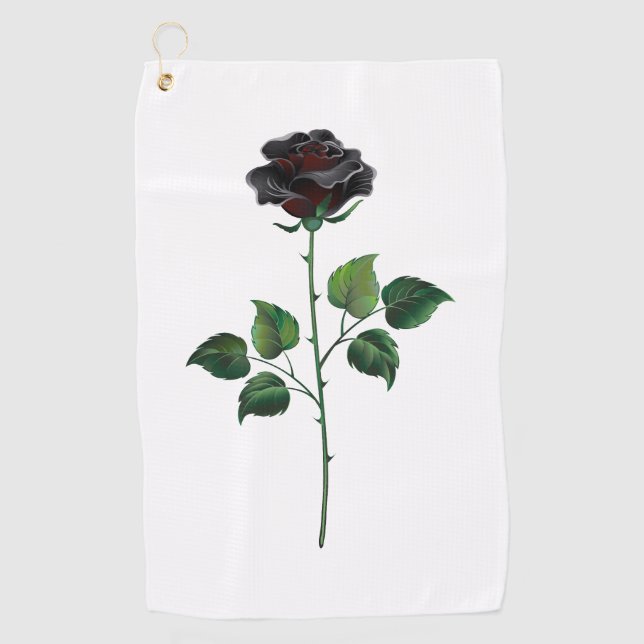Blume der schwarzen Rose Golfhandtuch (Vorderseite)