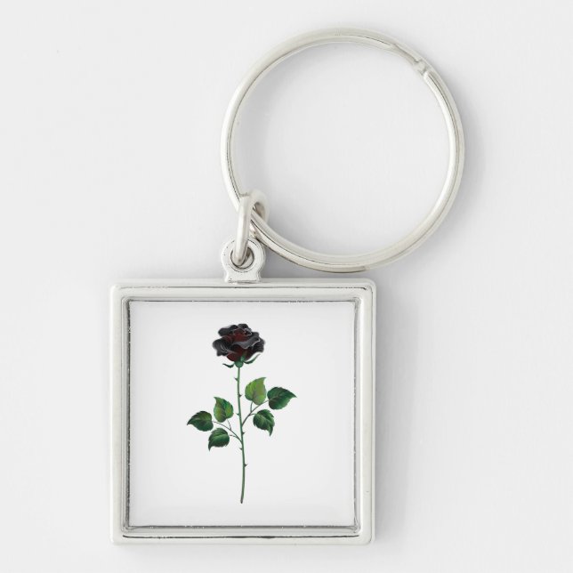 Blume der schwarzen Rose Schlüsselanhänger (Vorne)