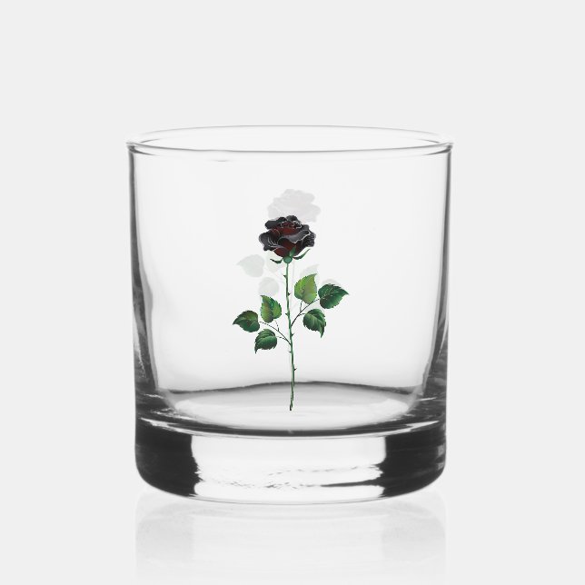 Blume der schwarzen Rose Whiskyglas (Vorderseite)