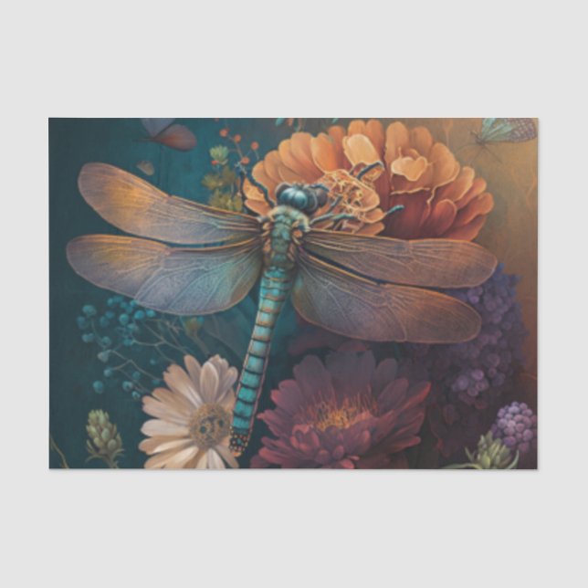 Blume der Sommernacht der Libellen Seidenpapier (Vorderseite)
