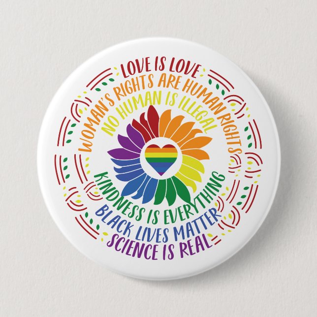 Blume der sozialen Gerechtigkeit - Kunst Button (Vorderseite)