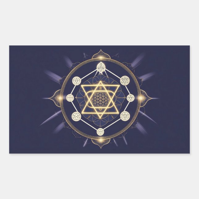 Blume der Unendlichkeit — Heilige Geometrie Himmel Rechteckiger Aufkleber (Vorderseite)
