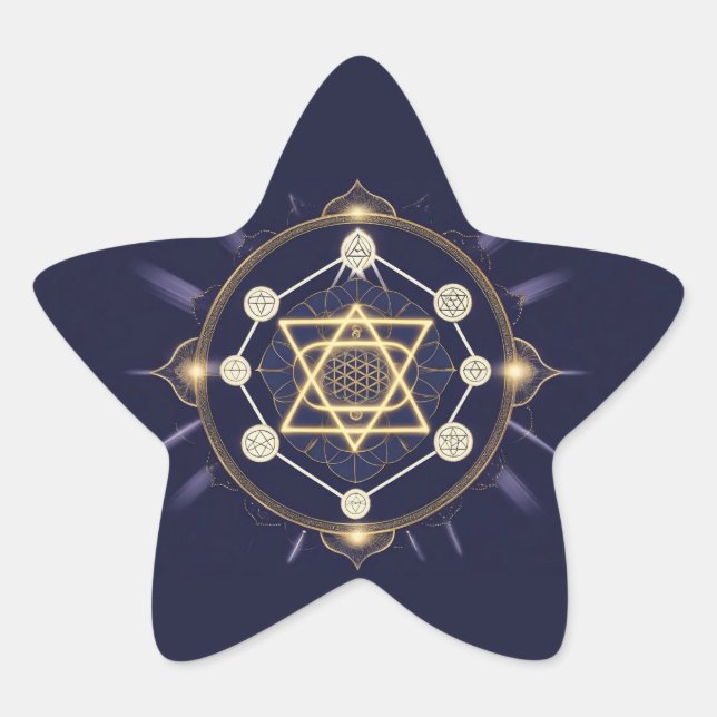 Blume der Unendlichkeit — Heilige Geometrie Himmel Stern-Aufkleber (Vorderseite)