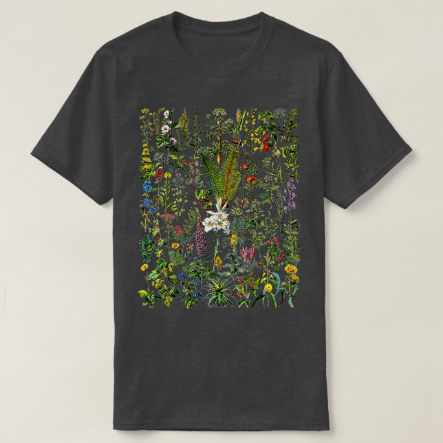 Blume der Vintagen Blume Pflanze Gartenarbeit T-Shirt (Design vorne)