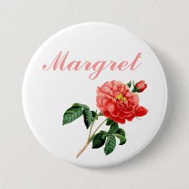 Blume der Vintagen botanischen rote Rose Button