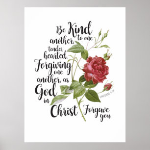 Blume der Vintagen Rose illustriert mit Bibelverse Poster