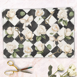 Blume der Vintagen Rose Schwarz-weißes Diamantenmu Geschenkpapier Set