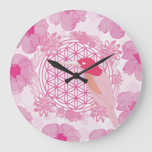 Blume der Vogelwelt Große Wanduhr (Vorderseite)