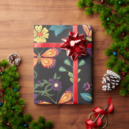 Blume der Volkskunst und Schmetterlinge Geschenkpapier