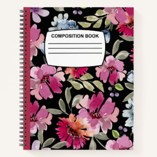 Blume der Wasserfarbe Spiralzusammensetzung Notizbuch