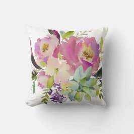 Blume der Wasserfarbe und Sukkulatur Kissen