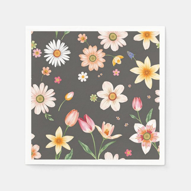 Blume der Wasserfarben-Frühlingsmuster mit Milchpr Serviette (Vorderseite)