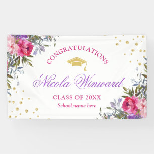 Blume der Wasserfarben Girl Graduation Party Banner