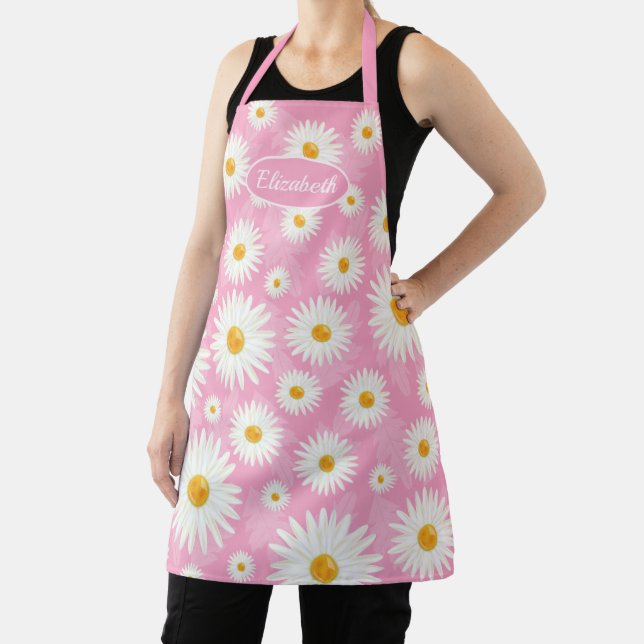 Blume der weißen Daisy auf rosa Illustration Schürze (InSitu)
