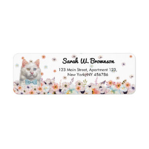 Blume der weißen Katze Blue Bow Krawatte