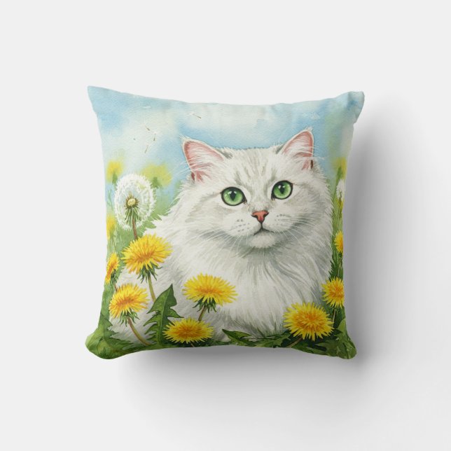 Blume der weißen Katze Kissen Kissen (Vorderseite)