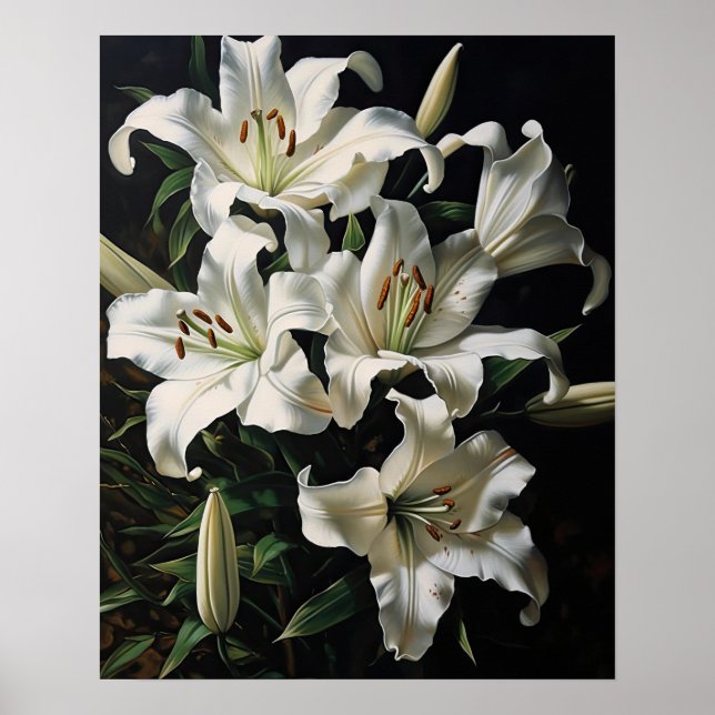 Blume der Weißen Lilie Art Print Poster (Vorne)