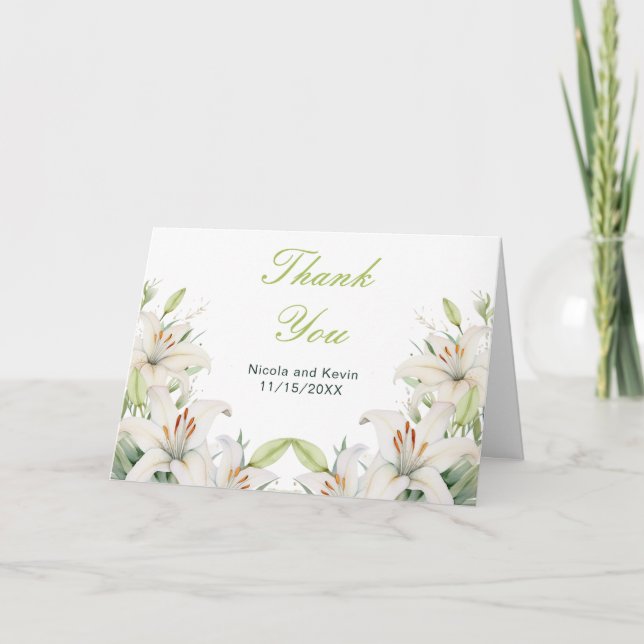 Blume der Weißen Lilie Dankeskarte (Vorderseite)