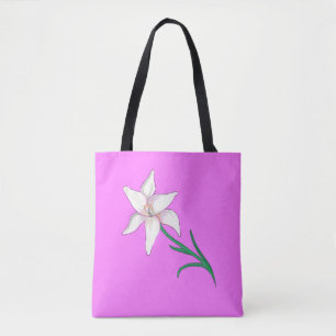 Blume der weißen Lilie Deep Pink Tasche