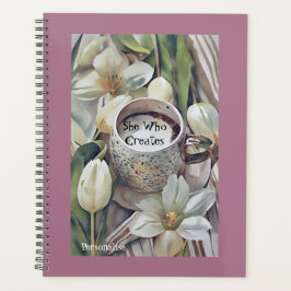 Blume der Weißen Lilie Kaffeekonzept Rosa Journal Planer