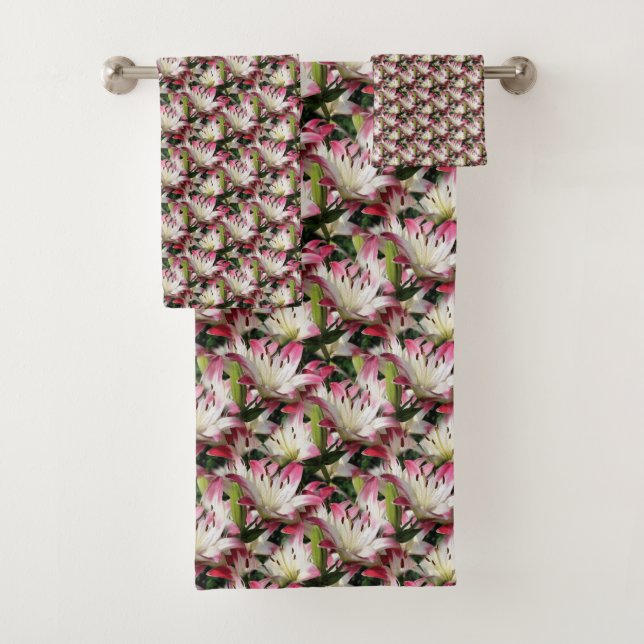 Blume der Weißen Lilie Naturmuster  Badhandtuch Set (Insitu)