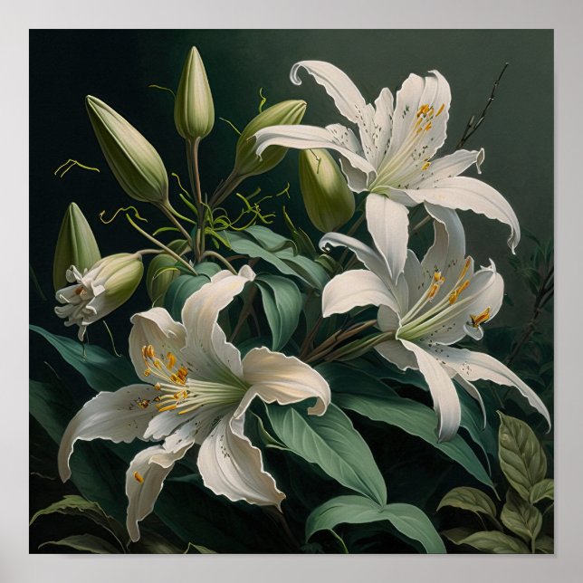 Blume der Weißen Osterlilie Art Print Poster (Vorne)