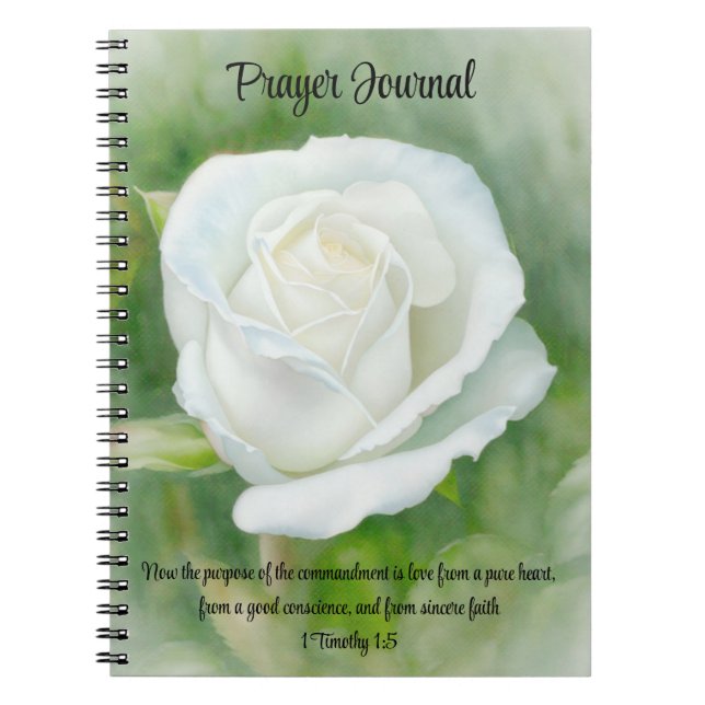 Blume der Weißen Rose Gebet-Bibel Verse Notizblock (Vorderseite)