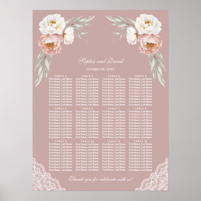 Blume der weißen Rose Hochzeitskizze Poster (Vorne)