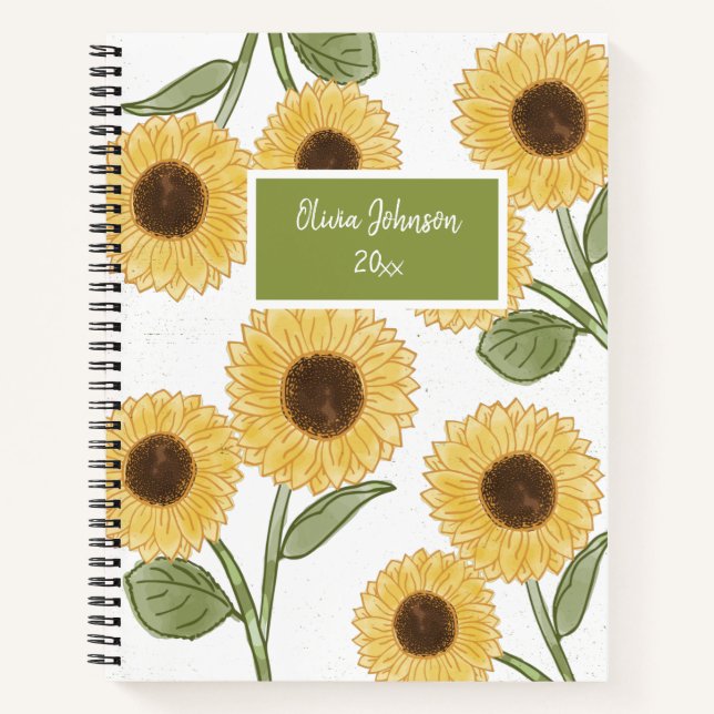 Blume der weißen Sonnenblumen - Niedliches Design Notizbuch (Vorderseite)