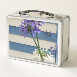 Blume der weißen und mauvischen Allium-Streifen Metall Brotdose