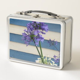 Blume der weißen und mauvischen Allium-Streifen Metall Brotdose