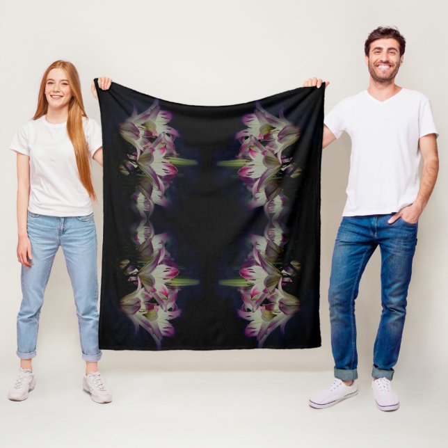 Blume der Weißen und Roten Lilie Abstrakt Fleecedecke (Beispiel)