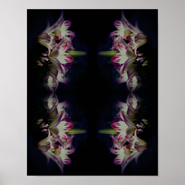Blume der Weißen und Roten Lilie Abstrakt Poster (Vorne)
