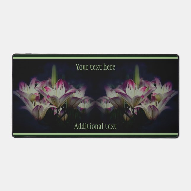 Blume der Weißen und Roten Lilie Personalisiert Schreibtischunterlage (Vorderseite)