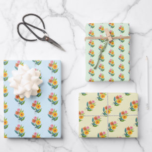 Blume der Wildblume Zinnia Geschenkpapier Set